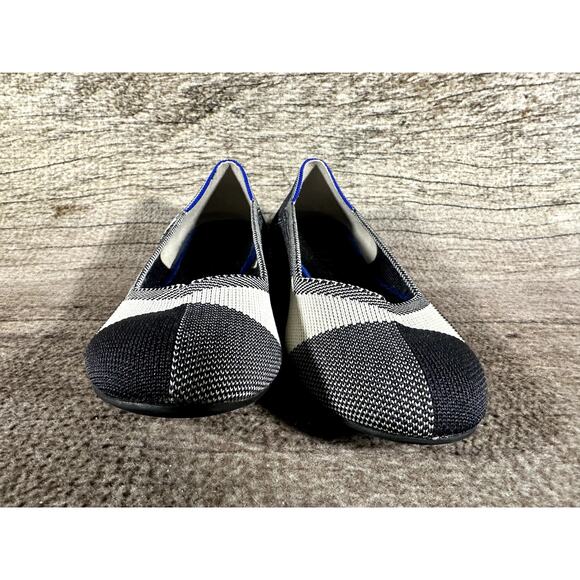 Rothy's The Flat Women's Cream Black Round Toe Knitted Flats Slip On Size 7.5 - Picture 2 of 10